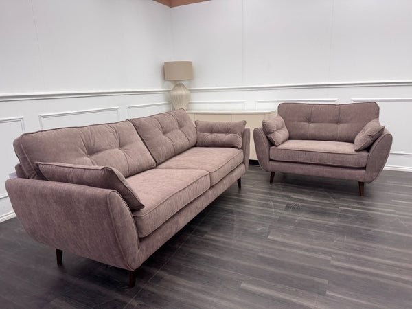 French Connection Zinc Mocha 4 Seater Sofa and Cuddle Loveseat Chair Sofa Set