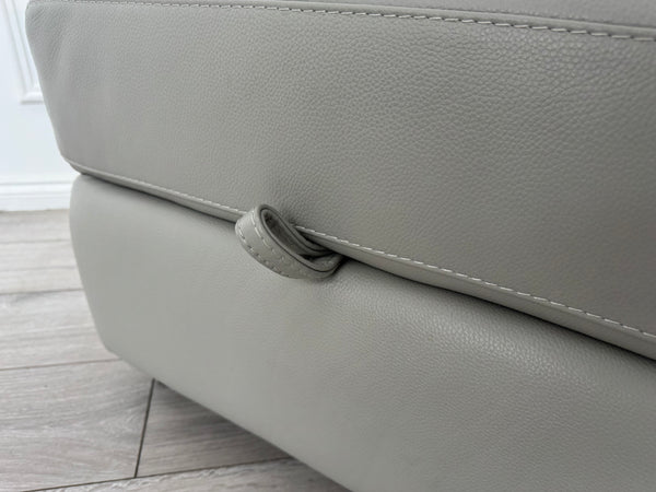 Furniture Village Light Grey Leather Storage Footstool