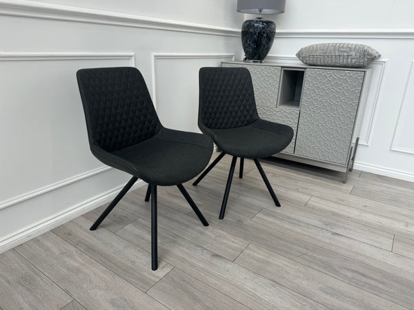 Ion Charcoal Grey Suede/Microfibre Pair of Dining Chairs