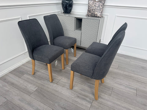 Hamilton Charcoal Grey Fabric Wooden Dining Chairs