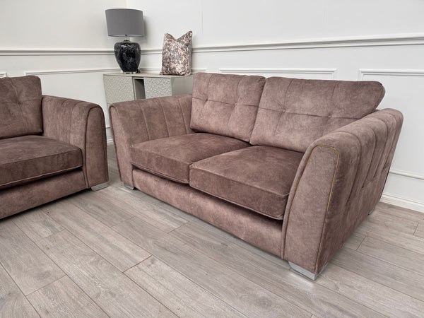 FURNITURE VILLAGE ARIANA 2+2 Seater Sofa Set Classic Back Dapple Chocolate