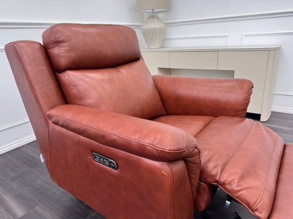 La Z Boy Kenzie Tan Brown Leather Power Recliner Fabric Armchair