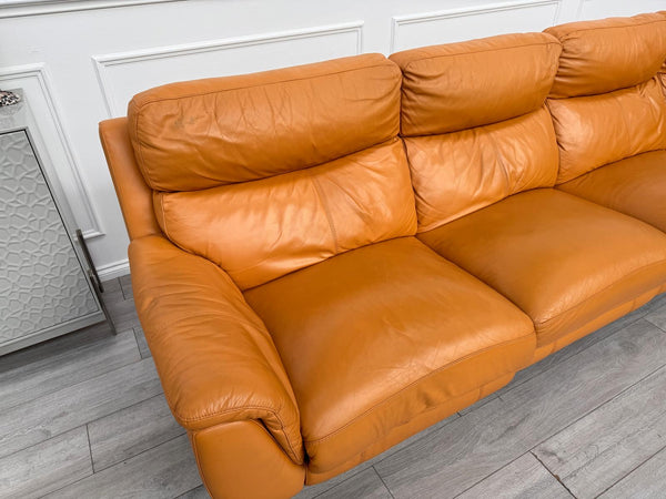 Contempo 1 x Power Reclining Corner Sofa In Orange/Tan Leather
