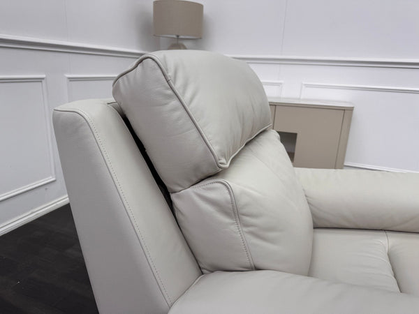 G Plan Harper Off White/ Chalk Leather Power Recliner Armchair Headrest & Lumbar