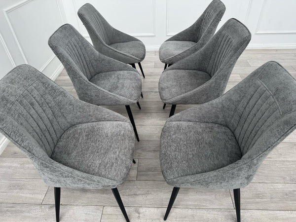 Furniture Village Crete Swivel Dining Chairs Dark Grey Fabric