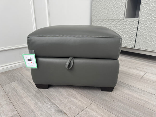 Furniture Village COZEE Elephant Grey Leather Storage Footstool