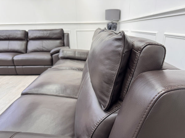 Brown Leather 3 & 2 Seater & Armchair Power Recliner Large Sofa Set
