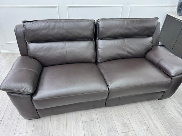 Brown Leather 3 Seater & Armchair Power Recliner Sofa Set