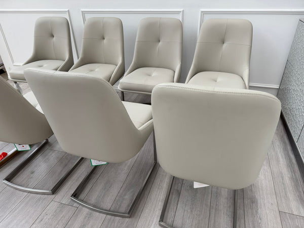 Avorio Grey Faux Leather Cantilever Dining Chairs