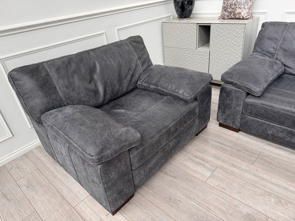 Linara Corner Sofa  & Armchair Dark Grey Aniline Leather 3/CNR/1