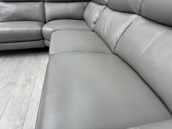 Contempo Grey Leather Static Corner Sofa Set