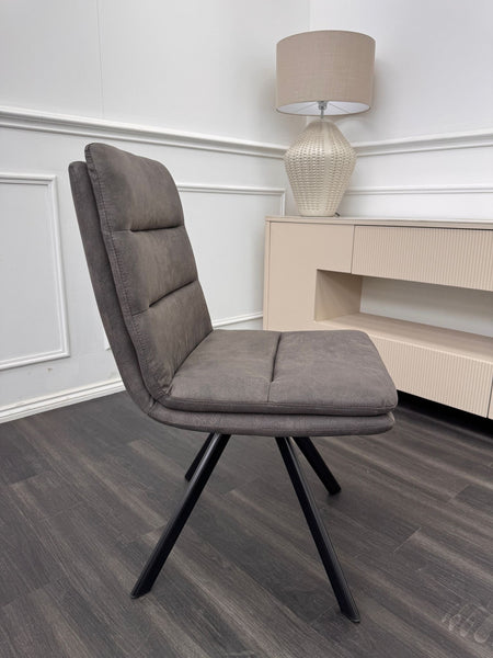 Njord Swivel Dining Chair Anthracite Grey Fabric (Choose Quantity)