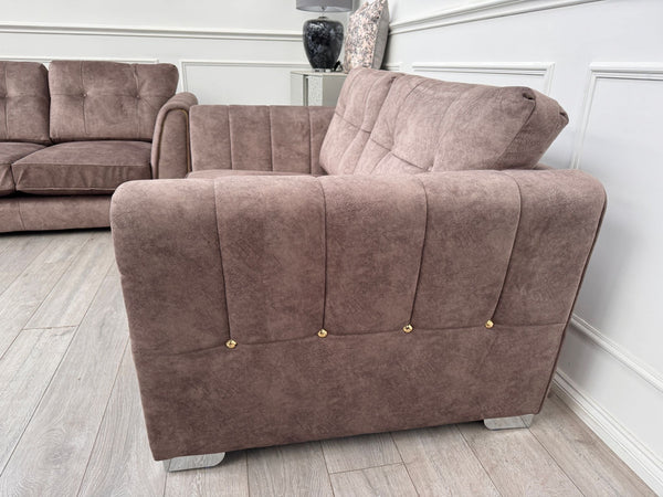 FURNITURE VILLAGE ARIANA 2+2 Seater Sofa Set Classic Back Dapple Chocolate