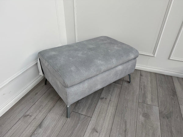 Furniture Village DAYTONA / JUDE Light Grey Velvet Large Footstool Pouffe