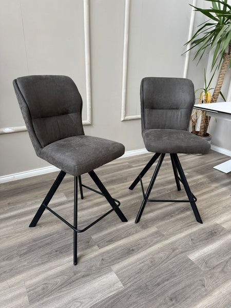 Loki Swivel Bar Stool Grey Charcoal Fabric Swivel Stylish Aesthetic Kitchen Chairs