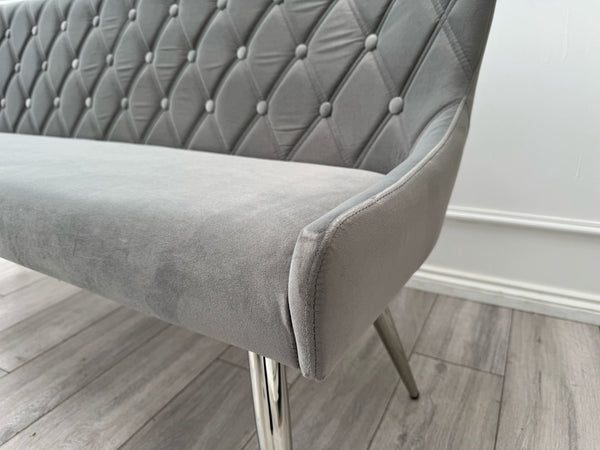 Donnie Grey Velvet Dining Bench