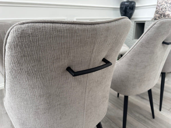 Crete Swivel Dining Chairs Taupe Fabric