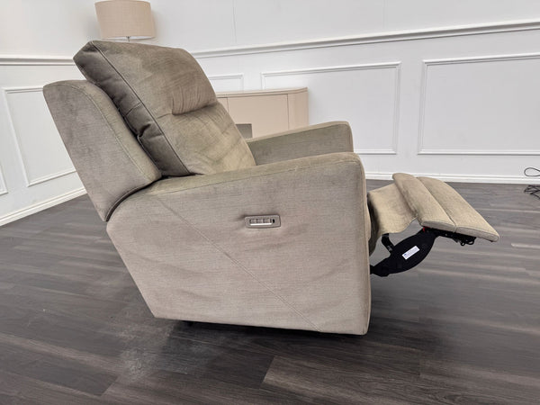 Parker Knoll Chicago Green Velvet Power Recliner Armchair Headrest & Lumbar