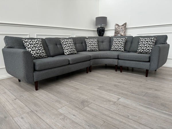French Connection Grey Fabric Corner Sofa