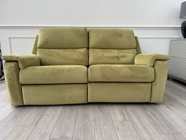 G Plan Thornbury 3 Seater Sofa Olive Velvet Power Recliner & Headrest & Lumbar