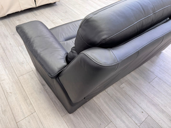 G Plan Thornbury 3 Seater Black Leather Static Sofa