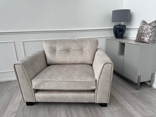Furniture Village Ariana Classic Back Fabric Snuggler Armchair Cream Brass