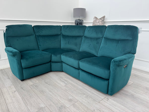 Lillie 1 x Power Reclining Corner Sofa In Lake Green Velvet