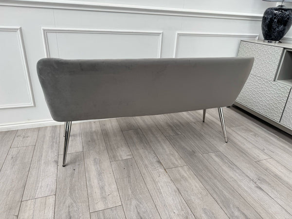 Donnie Grey Velvet Dining Bench
