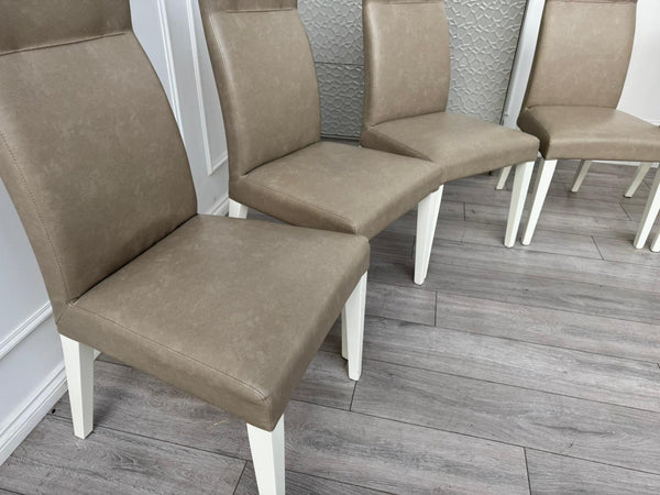 ALF Fascina Set of 6 Faux Leather Dining Chairs Taupe/ Cream RRP £3,447