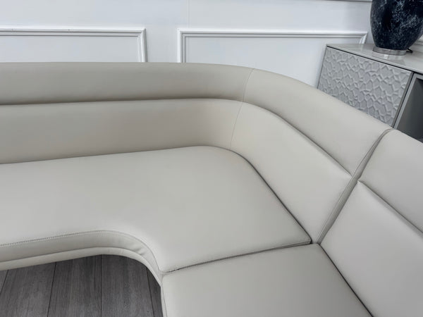 Avorio Grey Faux Leather Left Hand Facing Corner Dining Bench