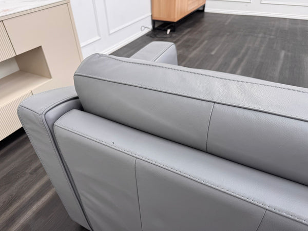 Optimus Grey Leather 3 Seater Sofa Bed Mattress Supplied