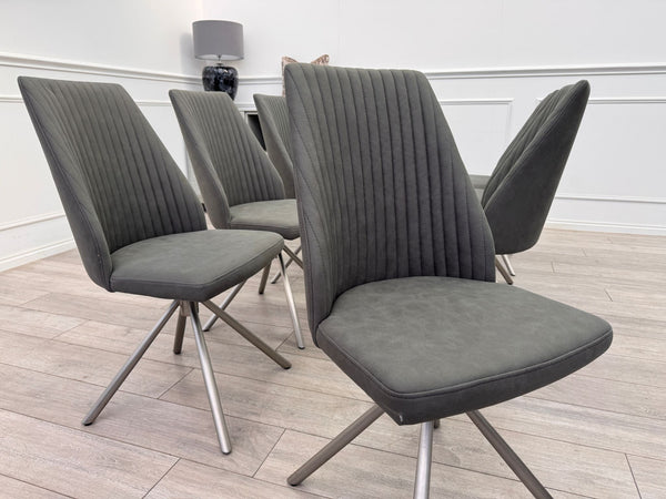 Grigio set of 6 Grey Swivel Suede Dining Chairs