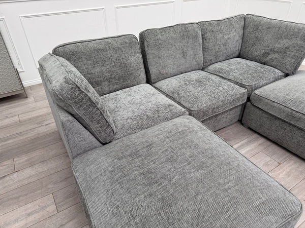 Ugo Small U Shape Grey Fabric Corner Sofa