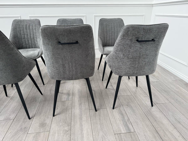Furniture Village Crete Swivel Dining Chairs Dark Grey Fabric