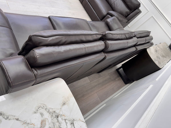 Brown Leather 3 & 2 Seater & Armchair Power Recliner Large Sofa Set