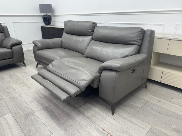 Missouri Grey Leather 3 & 2 Seater Power Recliner Sofa Set
