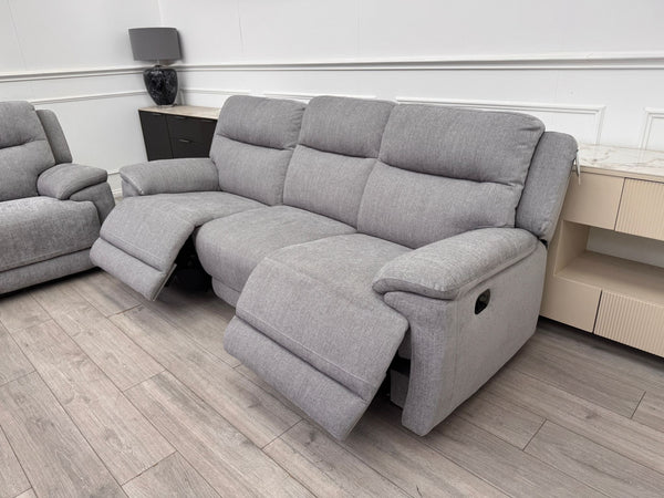 Touch 3 & 3 Seater Power Recliner Grey Fabric Sofa Set