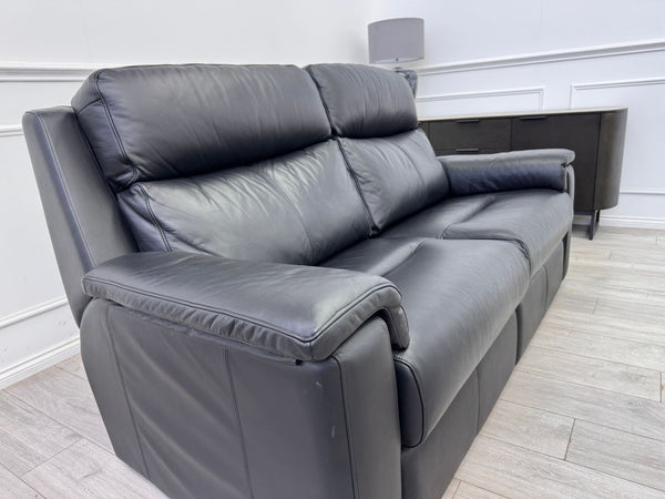 G Plan Thornbury 3 Seater Black Leather Static Sofa