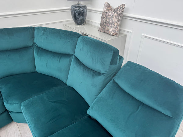 Lillie 1 x Power Reclining Corner Sofa In Lake Green Velvet