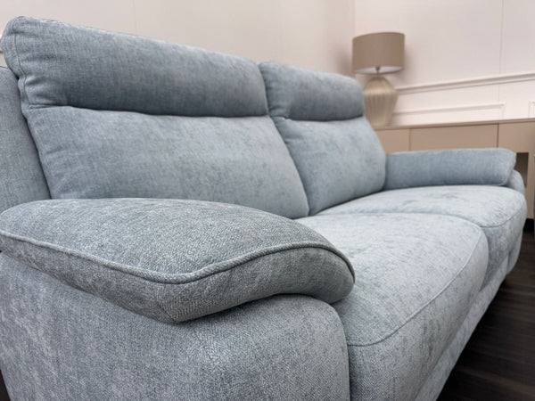 Starlight Light Blue Herringbone Fabric 3 & 2 Seater Power Recliner Sofa Set