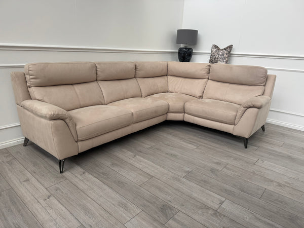 Contempo Static Corner Sofa In Beige Fabric