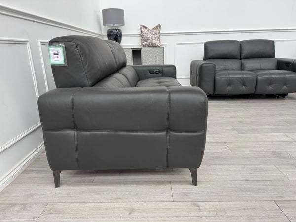 New York Power Recliner 3&2 + Armchair Sofa Set Grey Leather