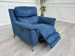 Contempo Navy Microfibre Fabric Power Recliner Armchair