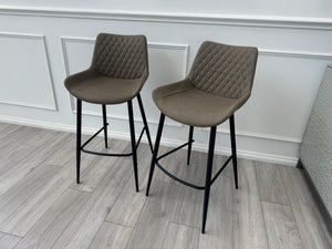 Ion Beige Stone Suede/Microfibre Pair of Dining Bar Stools