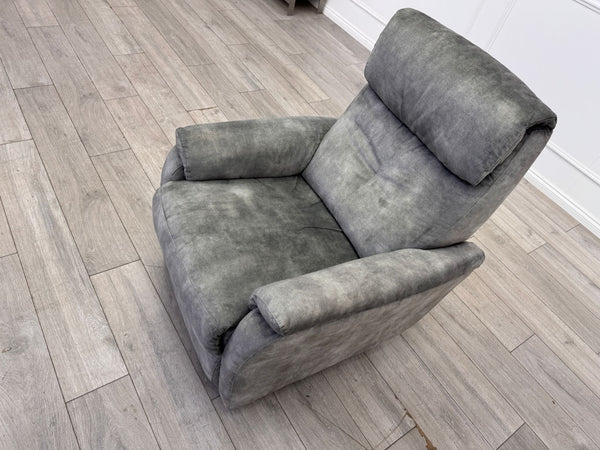 Furniture Village Rowen Grey Fabric Armchair Power Recliner+Swivel+Rocking