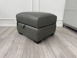 Furniture Village COZEE Elephant Grey Leather Storage Footstool