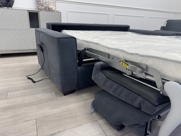 Sonno Electric 3 Seater Sofa Bed + 2x Armchairs Sofa Set Charcoal Grey + footstool
