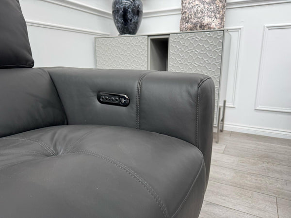 New York Power Recliner 3&2 + Armchair Sofa Set Grey Leather