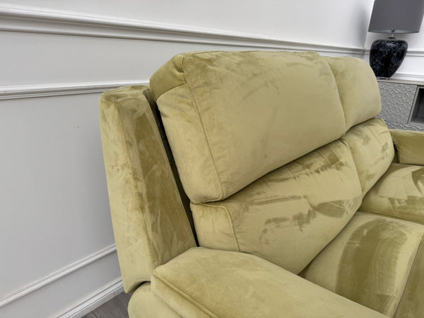 G Plan Thornbury 3 Seater Sofa Olive Velvet Power Recliner & Headrest & Lumbar