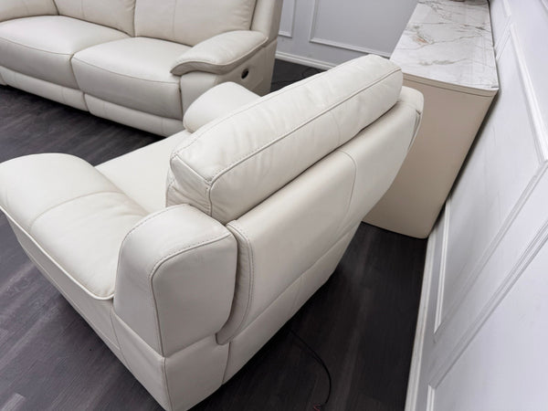 Starlight White Leather 3 Seater & Armchair Power Recliner Power Headrest Sofa Set
